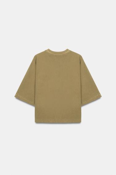FADED-EFFECT SHORT SLEEVE T-SHIRT - Olive green by Zara - Image 6