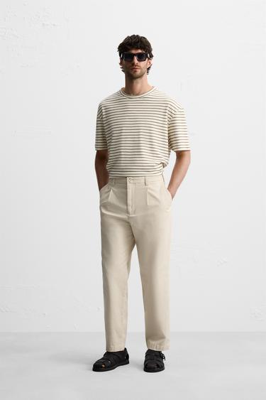 PLEATED TROUSERS - Oyster-white by Zara - Image 0