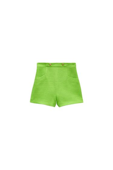 TEXTURED WEAVE SHORTS WITH BUTTONS