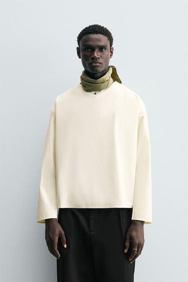 Zara LIMITED EDITION RELAXED FIT POPLIN SHIRT - Oyster-white