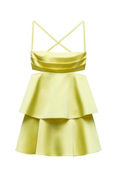 VOLUMINOUS SATIN MINI DRESS