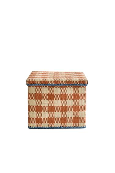 Zara KIDS FOLDABLE CHECKERED BASKET - Mustard