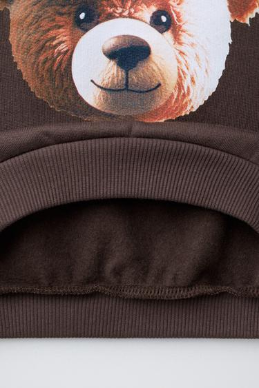 Zara BEAR PRINT SWEATSHIRT - Dark brown