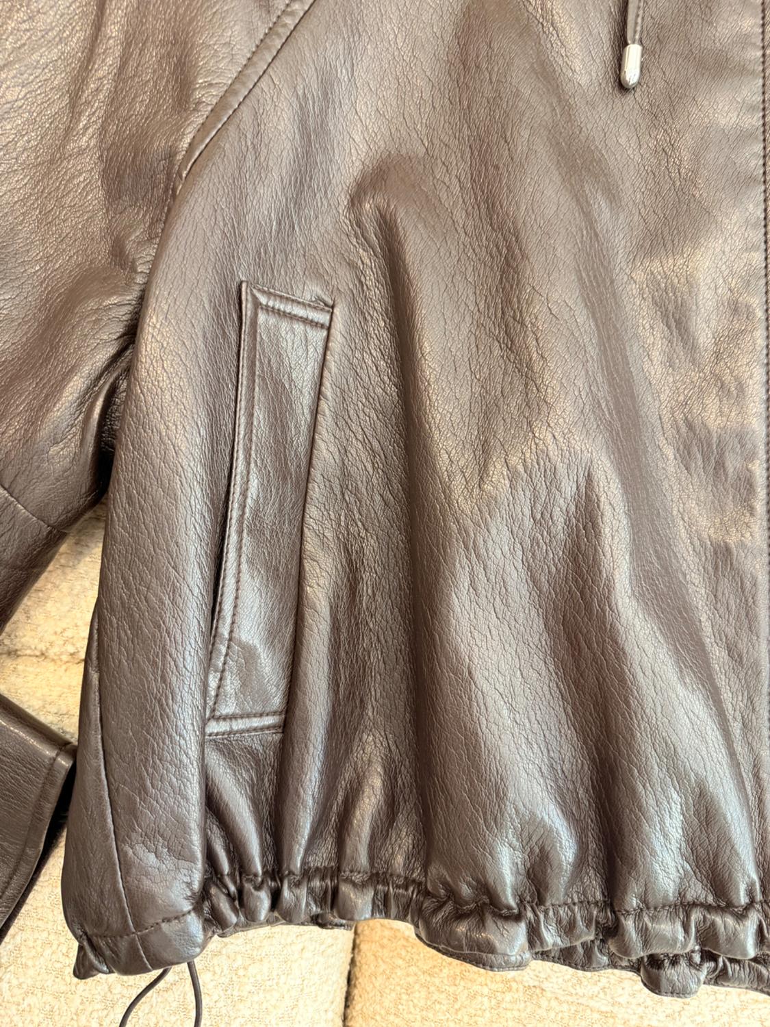 LEATHER EFFECT JACKET BROWN - Image 5