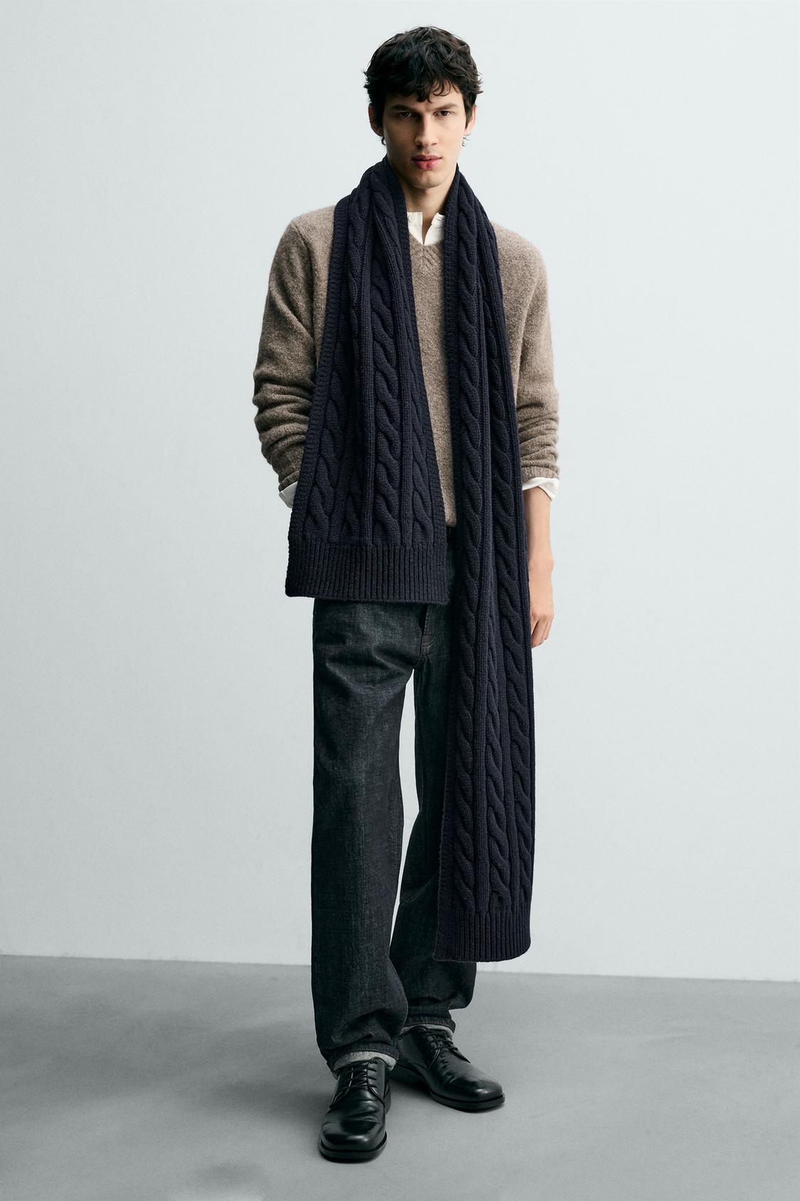 ПЛЕТЕНЫЙ ШАРФ ZARA ИЗ 100% ШЕРСТИ