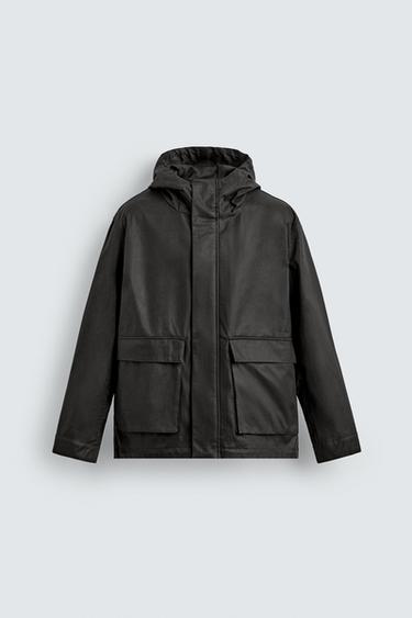 100% LINEN WATER-REPELLENT PARKA - Black by Zara