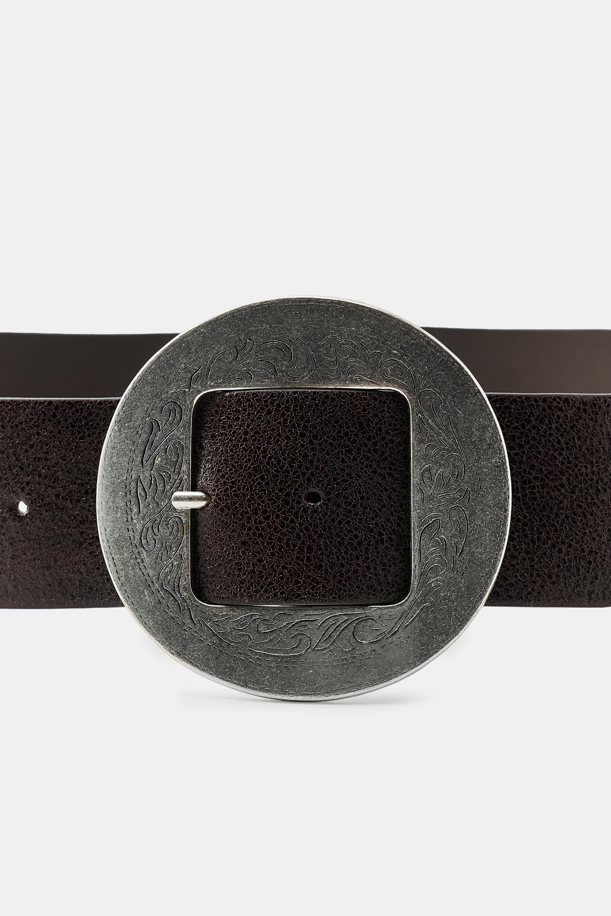 100% LEATHER BELT WITH ROUND BUCKLE