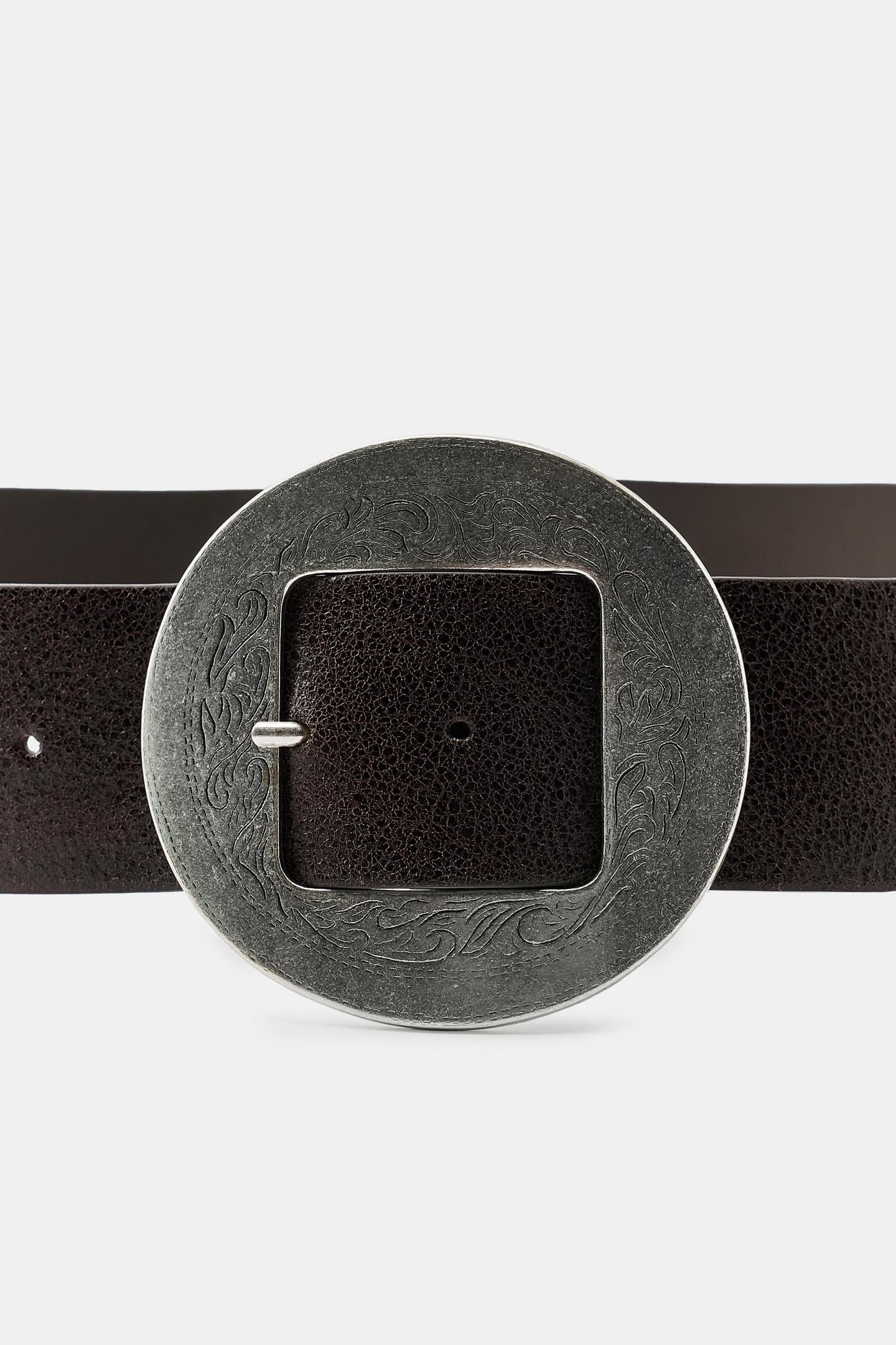 Женский ремень Zara 100% Leather with Round Buckle, цвет: Коричневый — фото 4