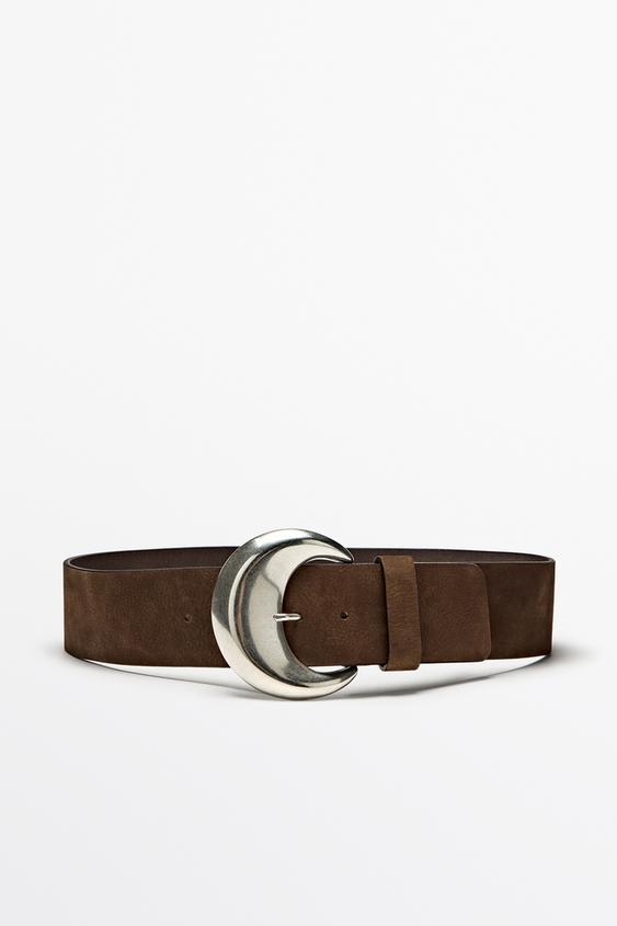 Nubuck leather belt with buckle detail from Zara - $130