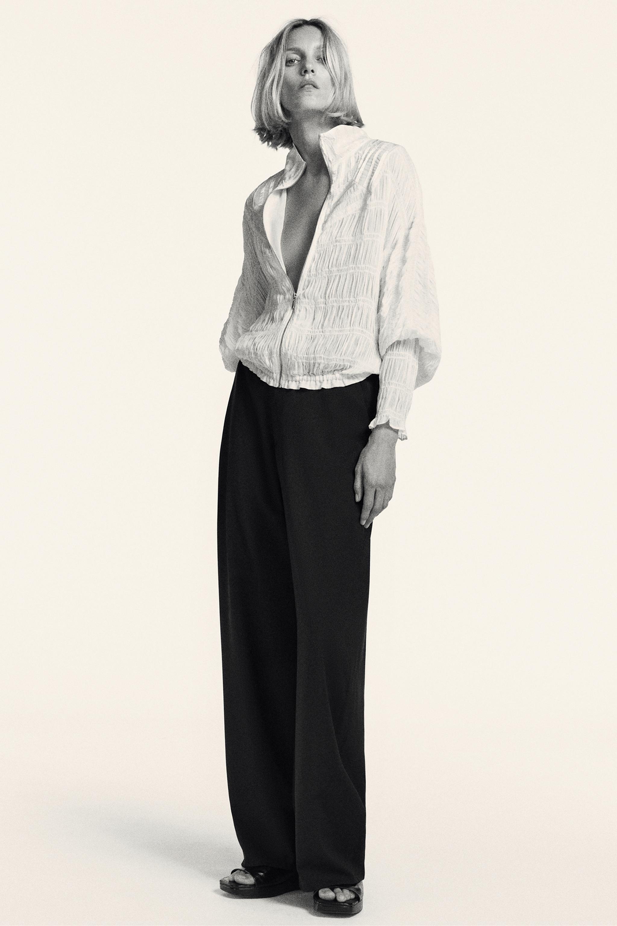 ZW COLLECTION GATHERED BOMBER JACKET — Ecru