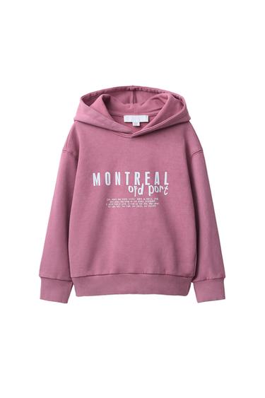SUDADERA CAPUCHA TEXTO - Rosa / Blanco de Zara