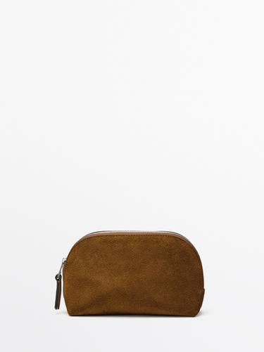 Zara Small split leather toiletry bag - Gold - Image 0