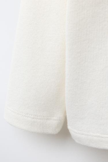 PLAIN WARM T-SHIRT - Ecru by Zara - Image 3