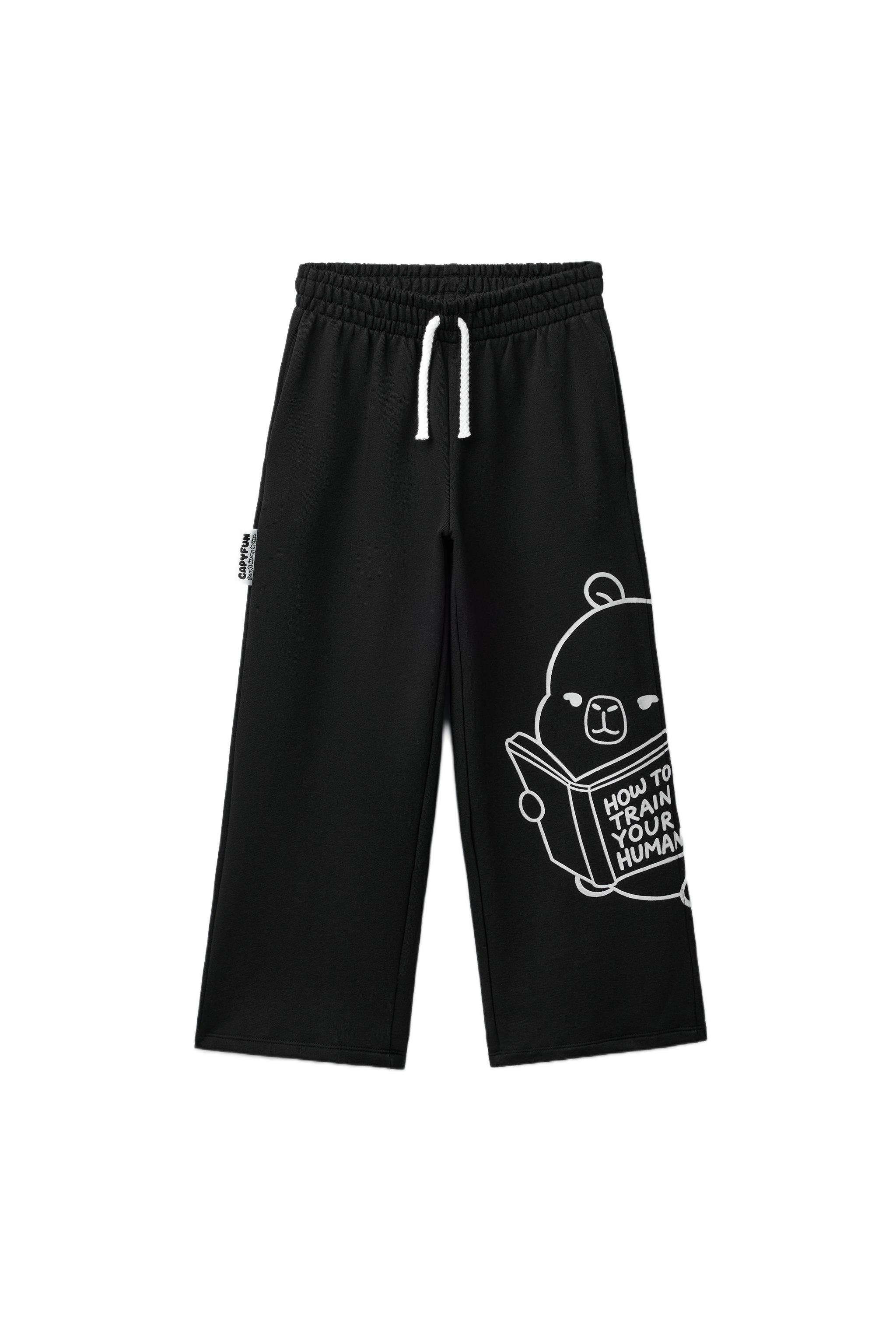 WIDE LEG PLUSH PANTS CAPIBARA CAPYFUN © - Black | ZARA United States