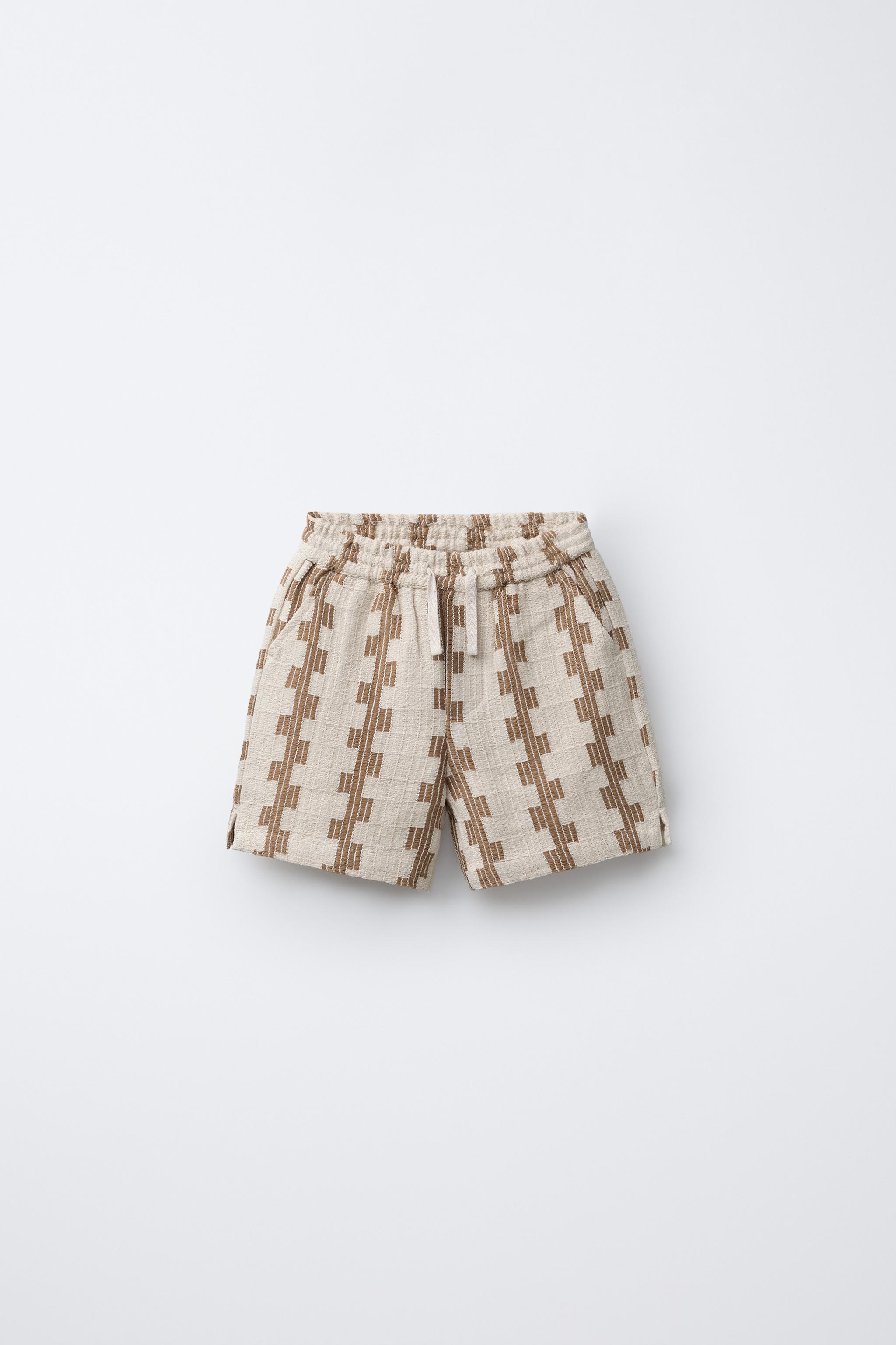 PRINTED TEXTURED SHORTS - Light beige | ZARA Canada