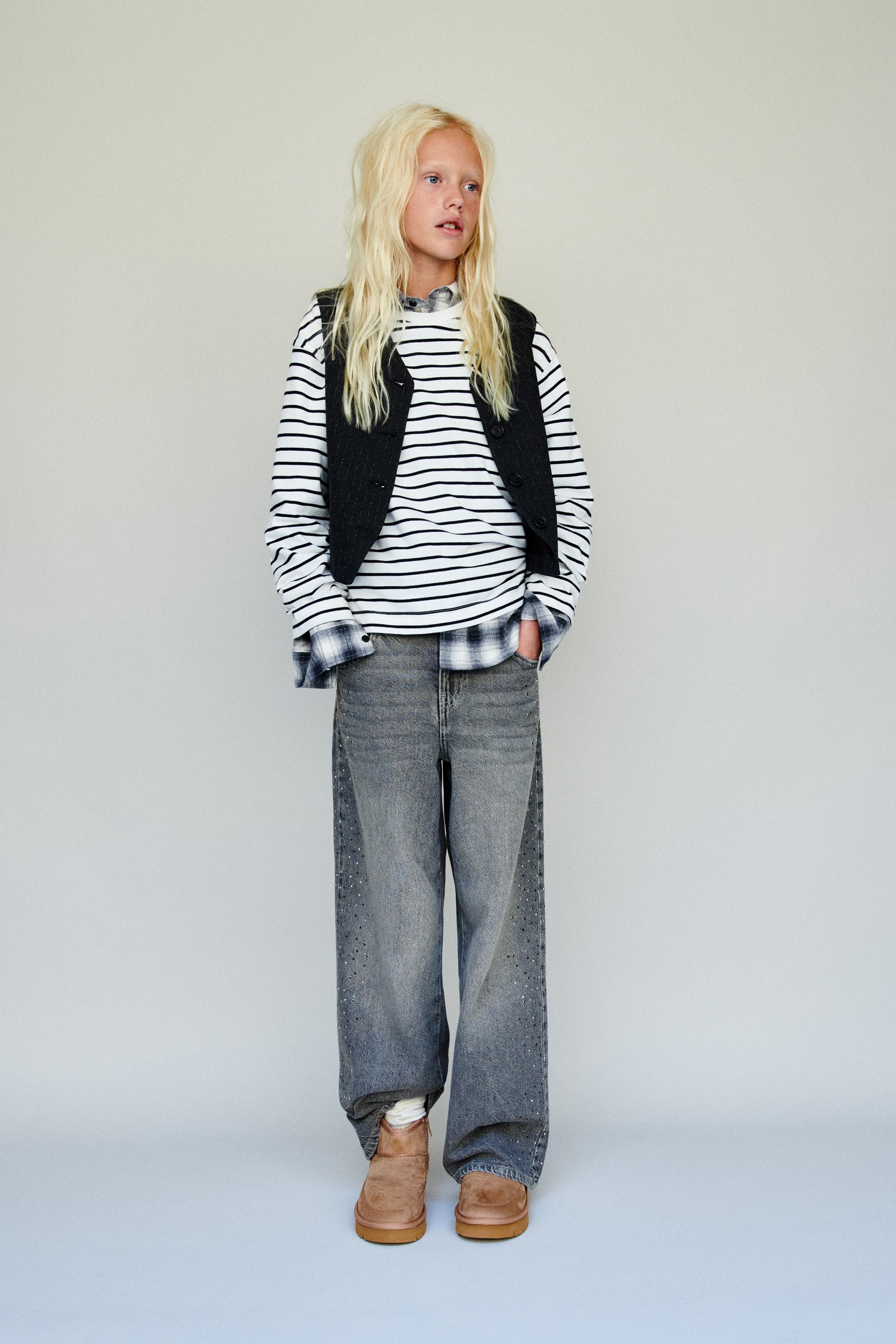 RHINESTONE WIDE LEG JEANS