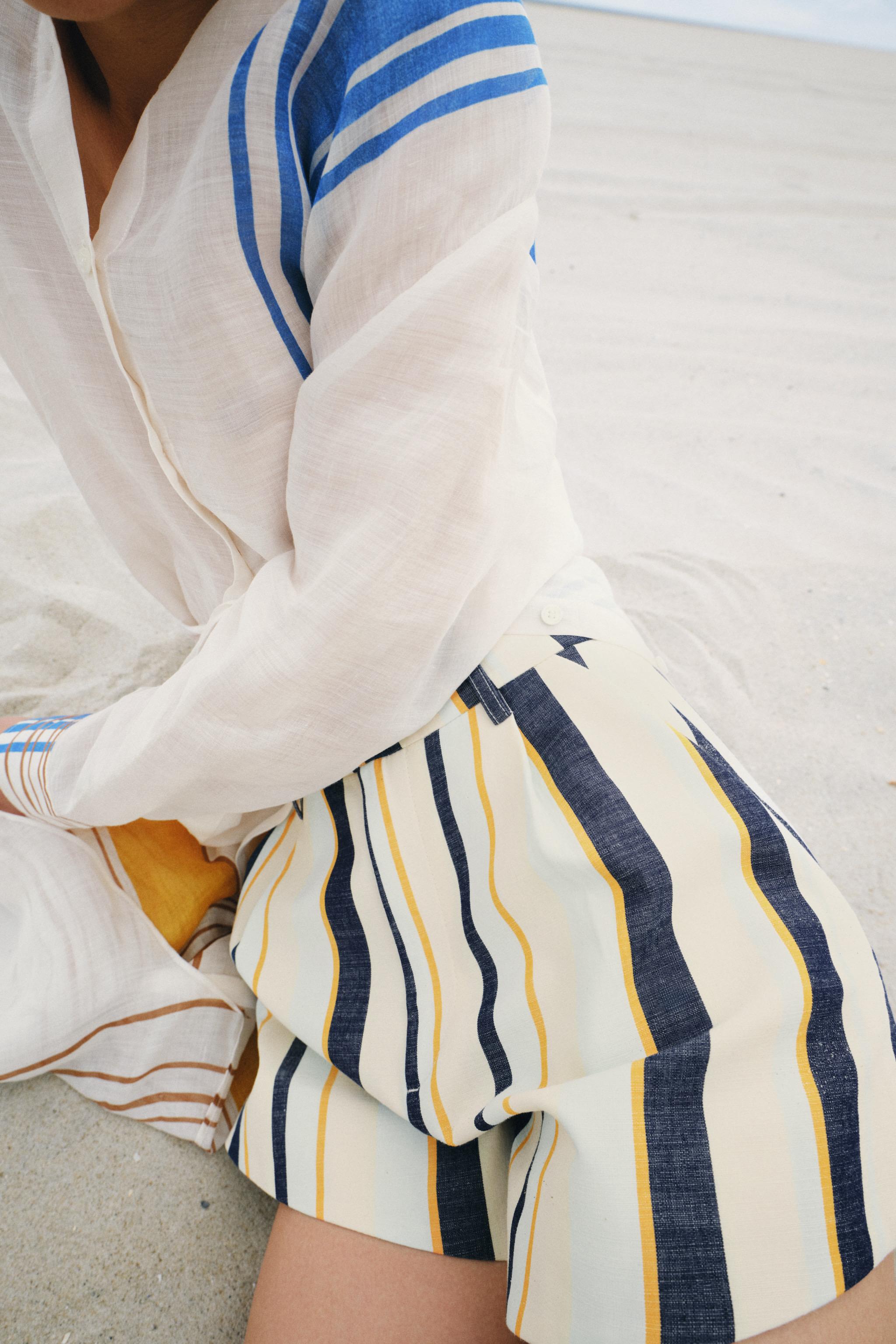 Женские шорты Zara STRIPED PLEATED SHORTS ZW COLLECTION — фото 2