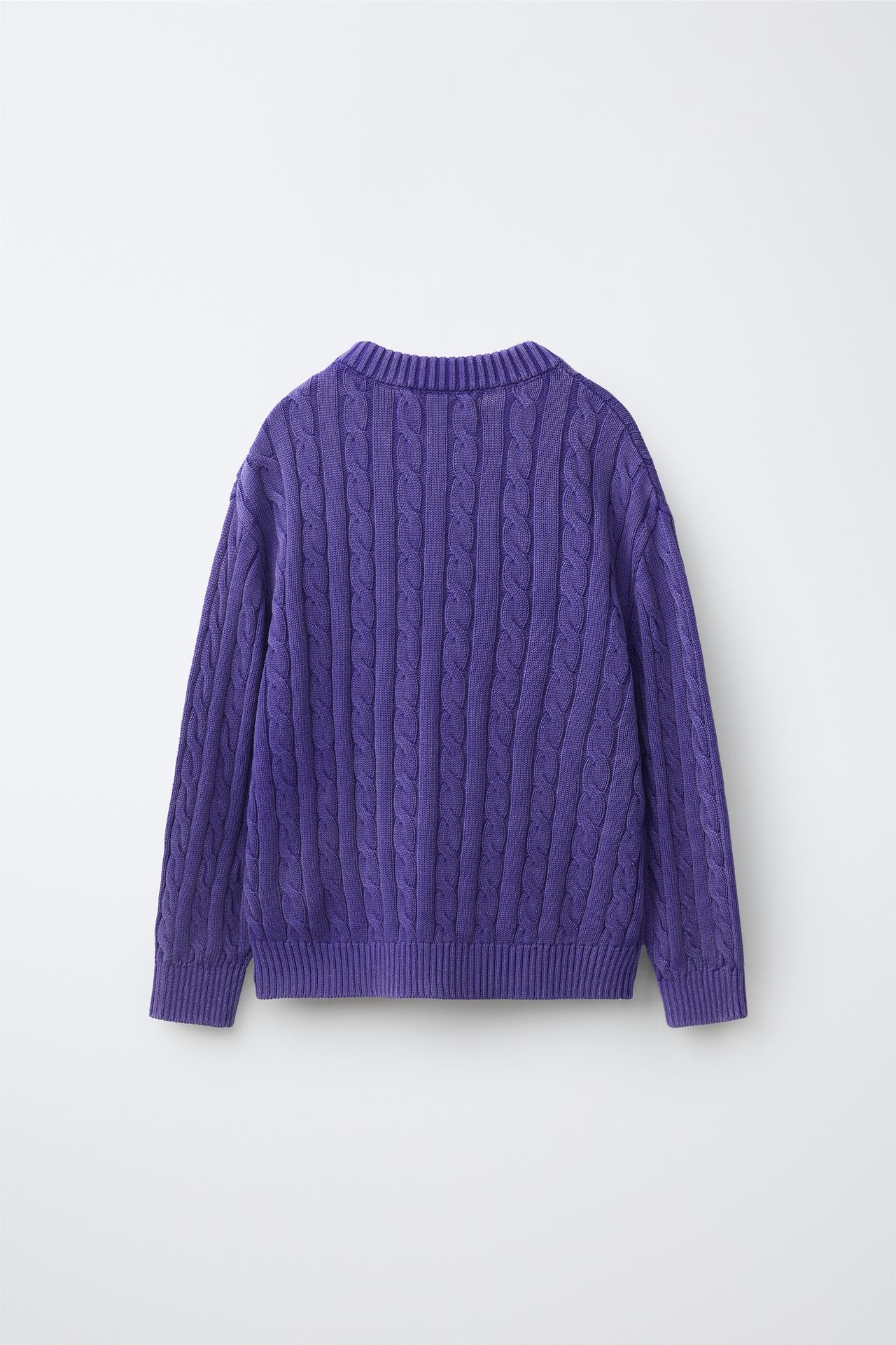 FLORAL KNIT SWEATER — Purple