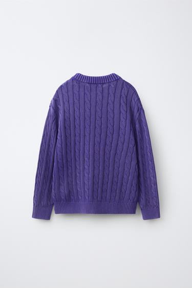 FLORAL KNIT SWEATER — Purple 2