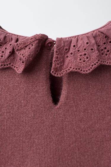 PULL EN MAILLE À DENTELLE - Rose de Zara - Image 3
