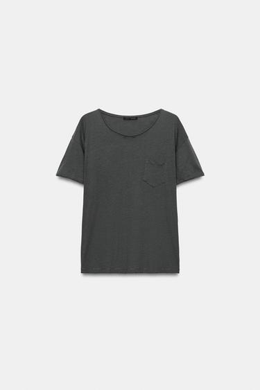 Zara COTTON POCKET T-SHIRT - Anthracite grey