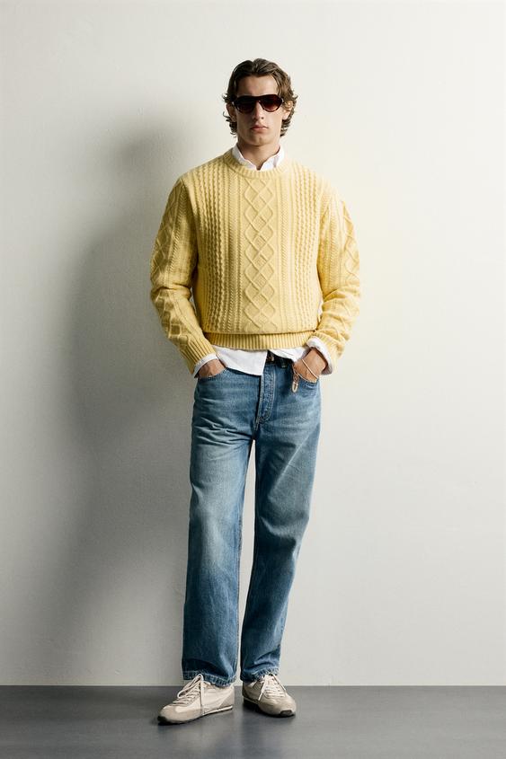 Zara TEXTURED WOOL BLEND SWEATER - Lemon yellow - Image 0