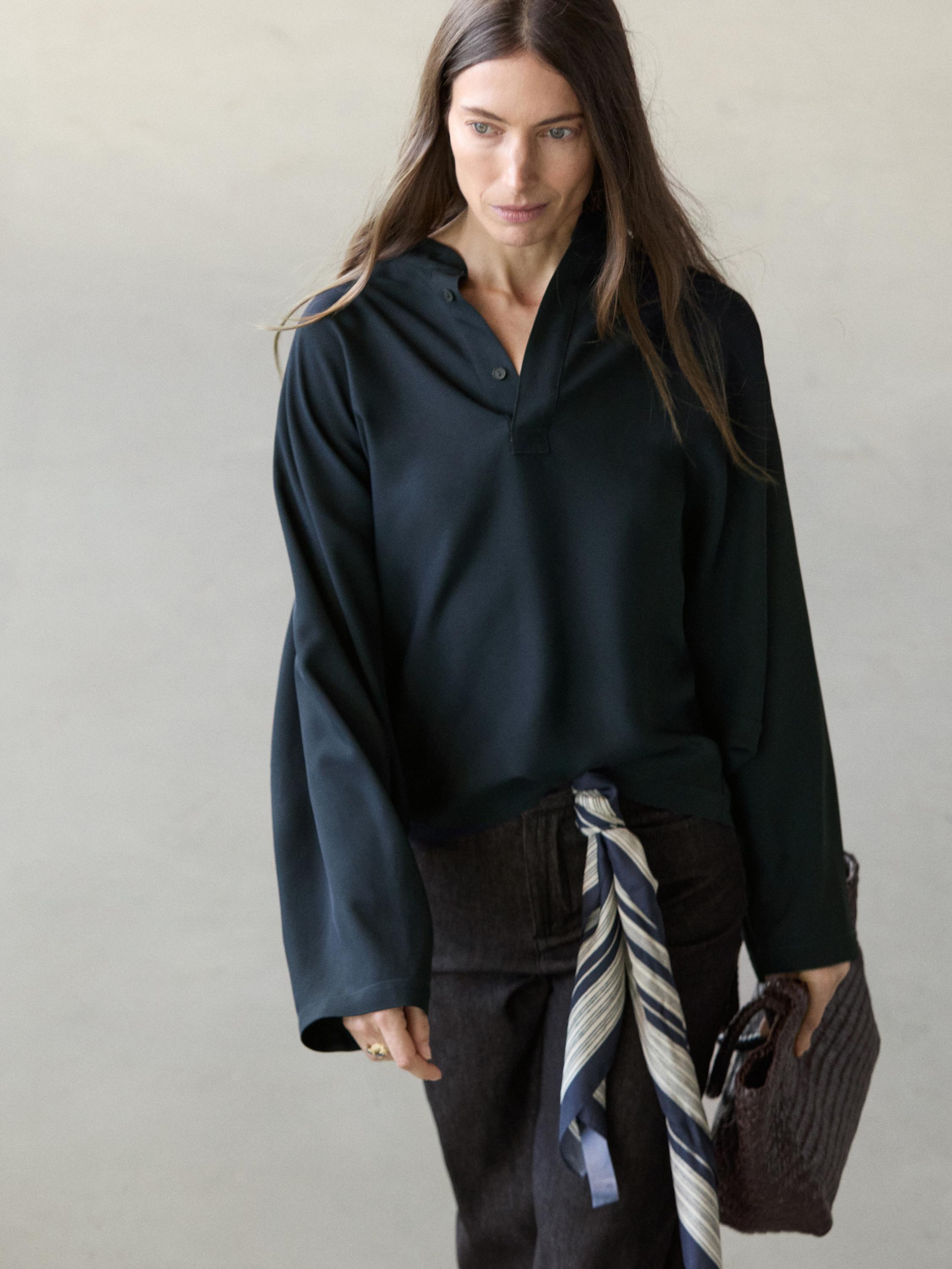 Flowing stand collar blouse