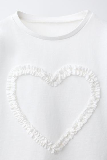 PRINTED T-SHIRT WITH LETTUCE-EDGE TRIM - White by Zara - Image 2