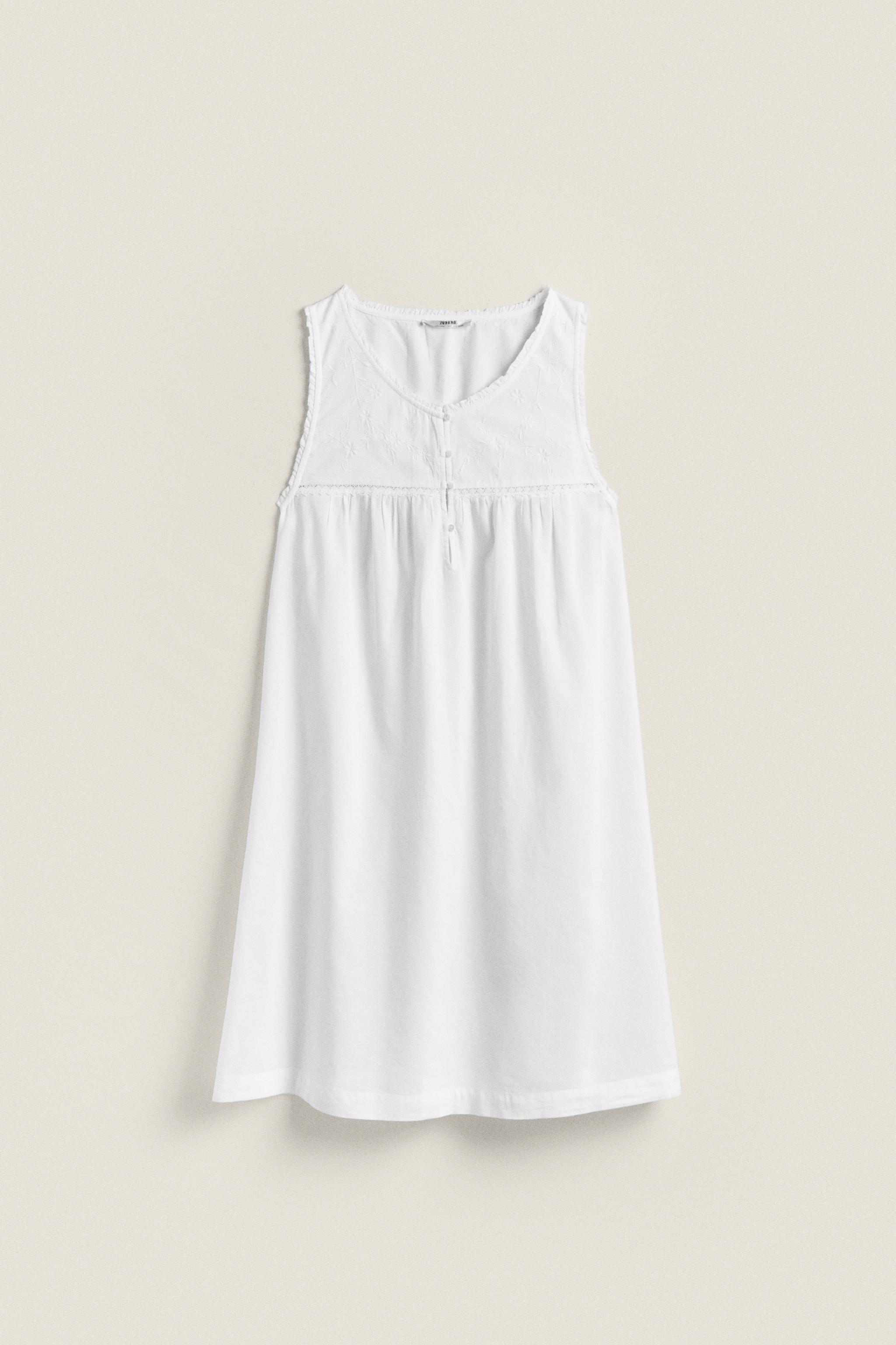 EMBROIDERED COTTON NIGHTDRESS