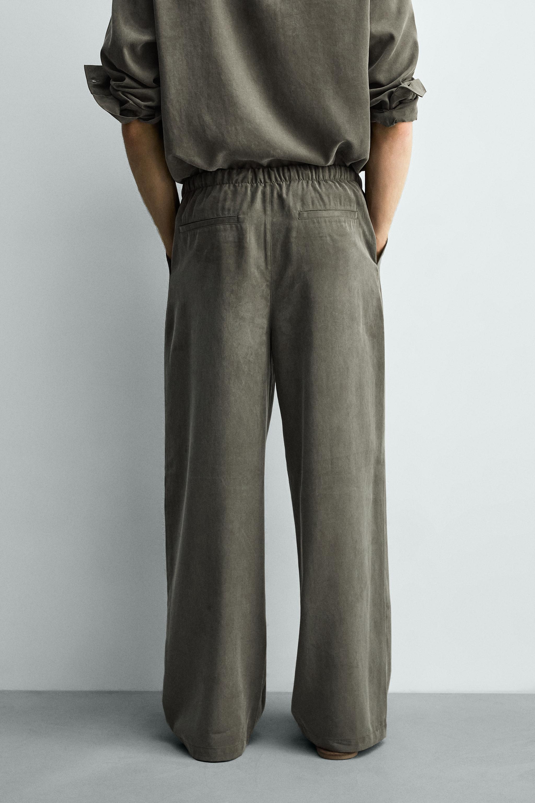 RELAXED FIT DÖKÜMLÜ PANTOLON - Koyu haki | ZARA Türkiye / Turkey