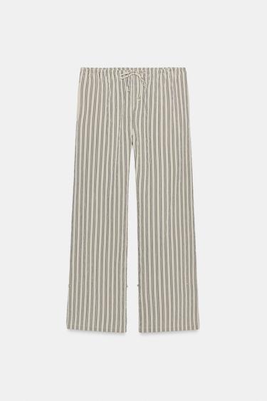 PANTALON DROIT À RAYURES ZW COLLECTION - Gris de Zara - Image 6