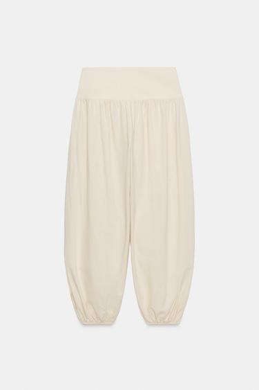 PANTALON BOUFFANT AVEC NŒUD - Beige clair de Zara - Image 8