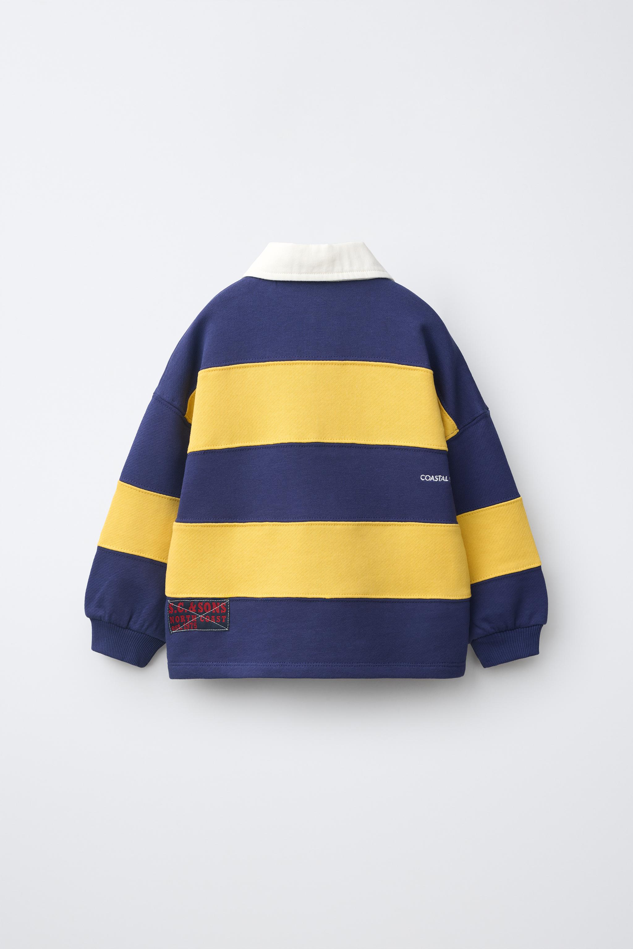 STRIPED PATCH POLO SHIRT — Yellow (alternate view)