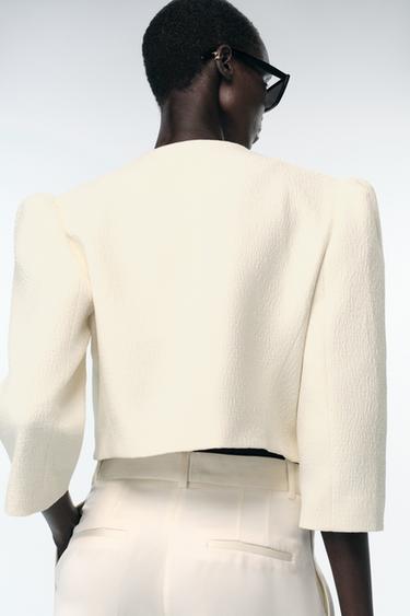 SHORT PUFF-SLEEVE BLAZER - Oyster-white by Zara - Image 4
