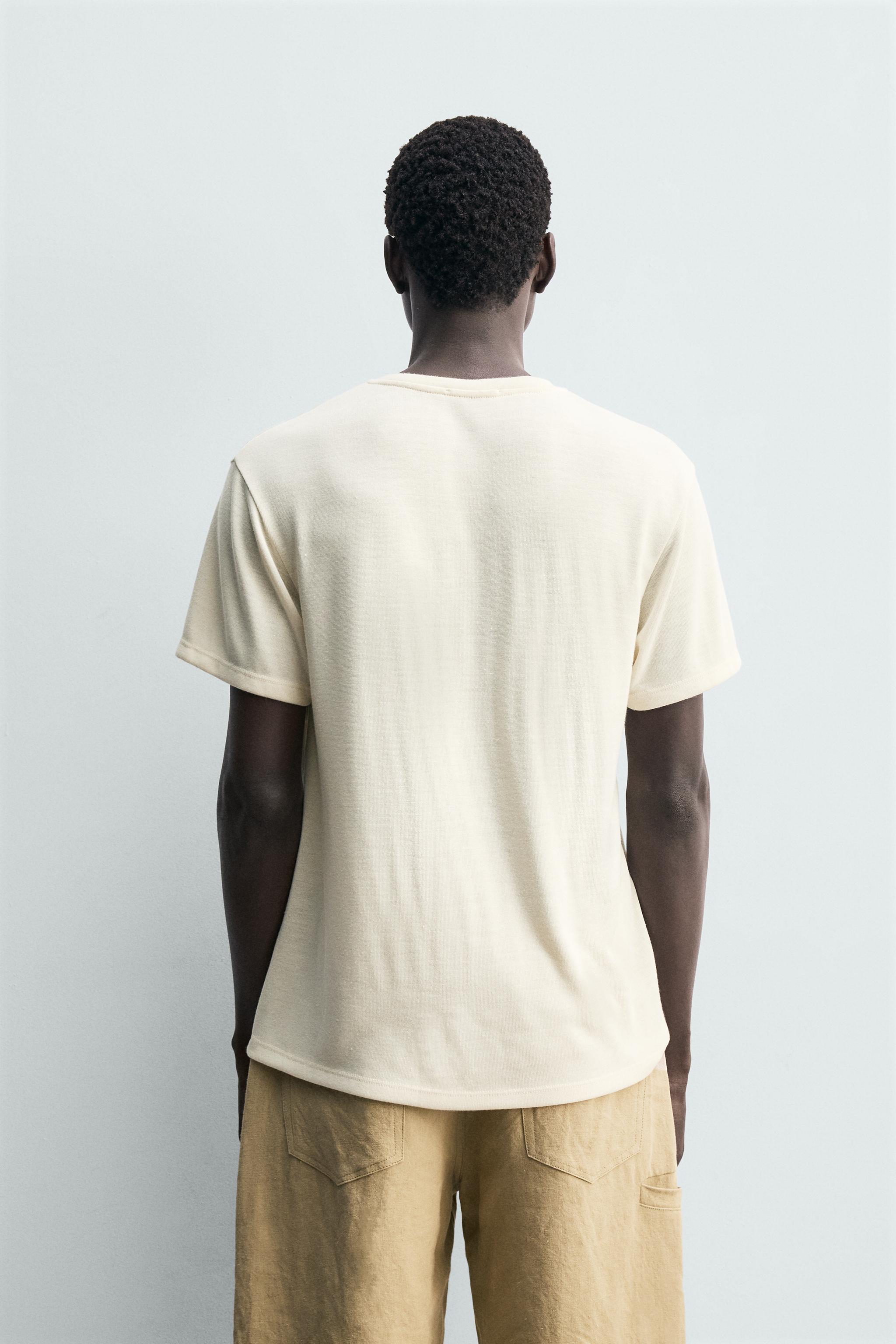 OPEN HENLEY NECK T-SHIRT - Yellow | ZARA Canada