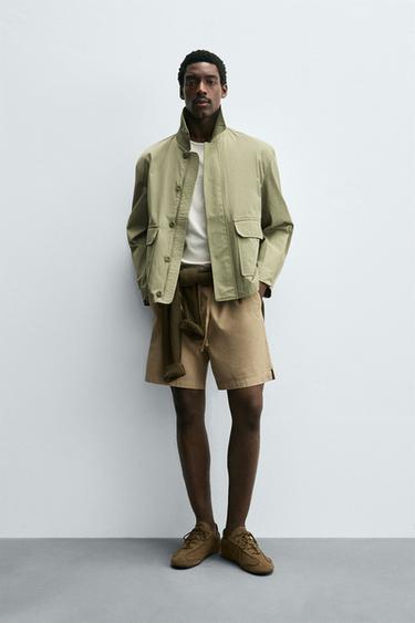BERMUDA RELAXED FIT LYOCELL - ALGODÓN - Beige de Zara