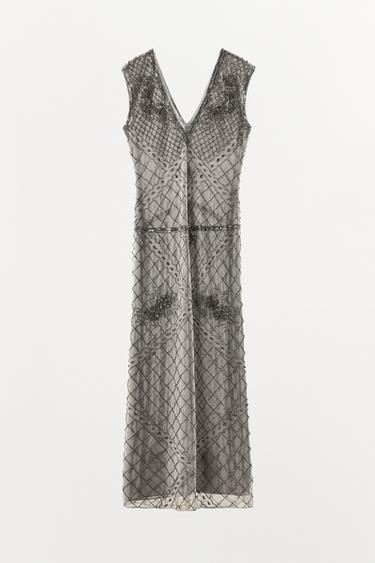 ROBE EN TULLE BRODÉE ET FANTAISIE - Argent de Zara - Image 7