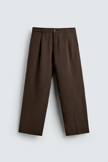 PANTALON FLUIDE COUPE DÉCONTRACTÉE À PLIS - Marron de Zara - Image 5