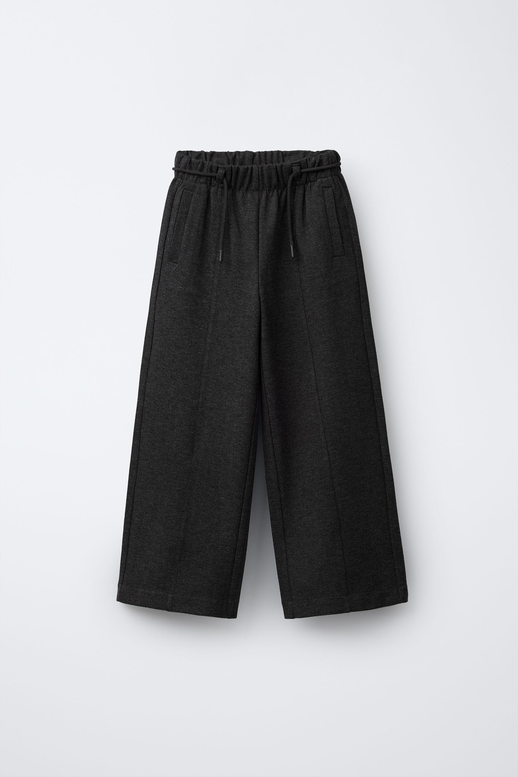 HERRINGBONE WIDE LEG PANTS - Anthracite grey | ZARA United States