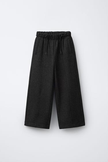PANTALÓN WIDE LEG ESPIGA - Gris antracita de Zara - Imagen 0