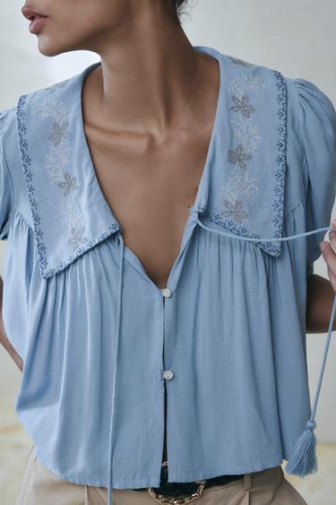CAMISA CUELLO BOBO - Celeste de Zara