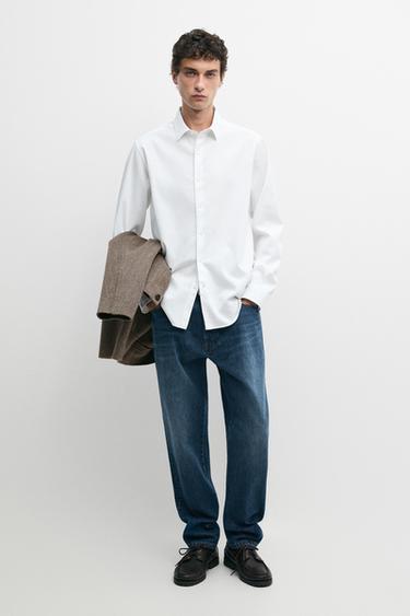 Zara Textured 100% cotton shirt - White - Image 0