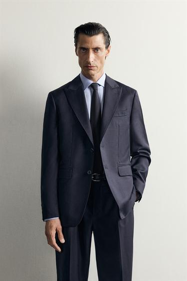 100% WOOL SUIT BLAZER — Navy blue 2