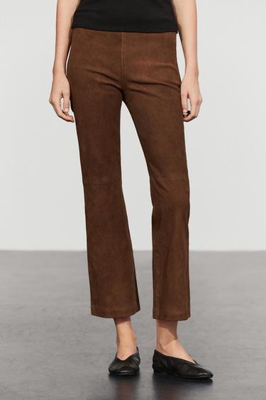 Flare fit suede pants — Brown 2