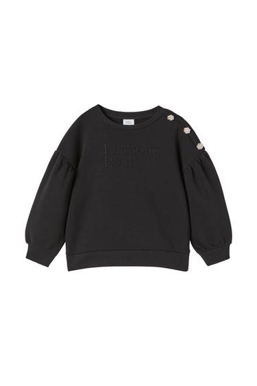 PUFF SLEEVE EMBROIDERED SWEATSHIRT