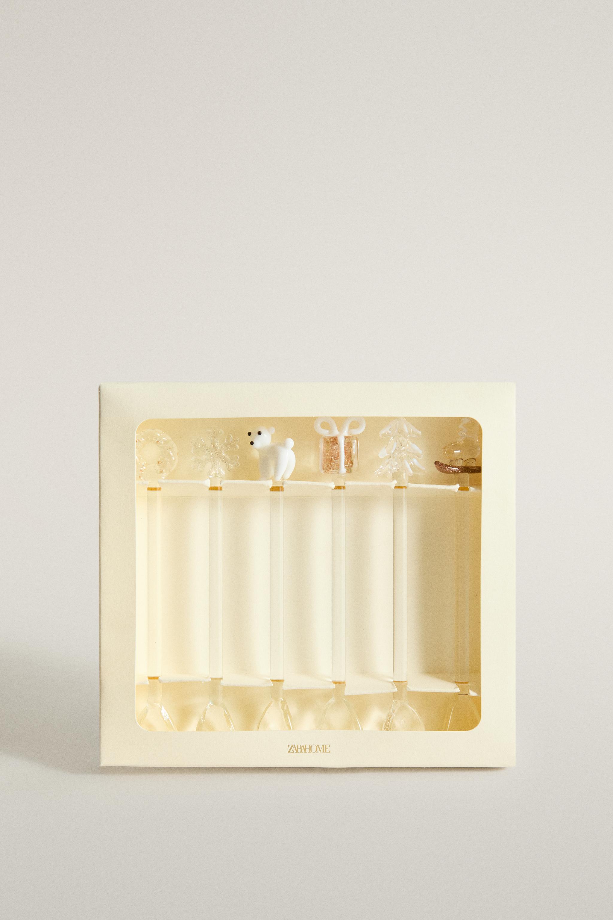 LOT DE 6 PETITES CUILLÈRES EN VERRE DE NOËL
