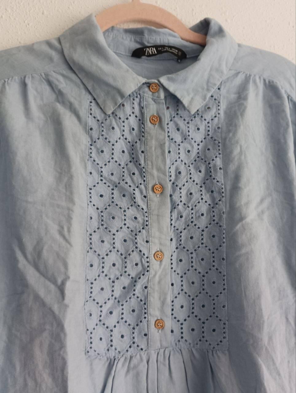 LINEN BLEND SHORT EMBROIDERED DRESS - Image 3