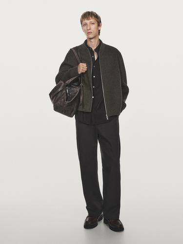 Zara Double wool blend bomber jacket - Tortoise shell