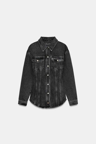 Z1975 FITTED DENIM SHIRT - Black by Zara
