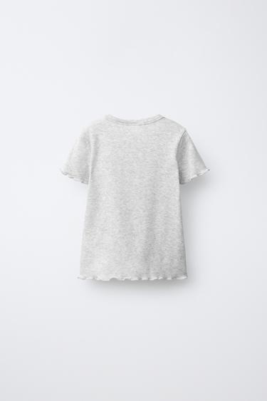 T-SHIRT CÔTELÉ - Gris de Zara